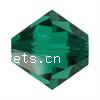 Perle bicône Xilion cristal CRYSTALLIZED™5328, CRYSTALLIZED™, facettes, émeraude, 4mm Vendu par sac
