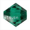 Perle bicône Xilion cristal CRYSTALLIZED™5328, CRYSTALLIZED™, facettes, émeraude, 5mm Vendu par sac