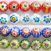 Glass Chevron Beads, Round, with flower pattern 12mm Inch 