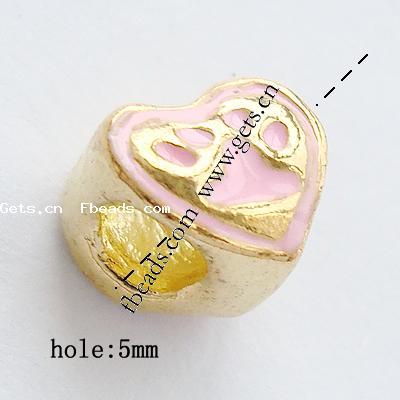 Enamel Zinc Alloy European Beads, Heart, plated, large hole, more colors for choice, 10x9x8mm, Hole:Approx 5mm, Sold By PC