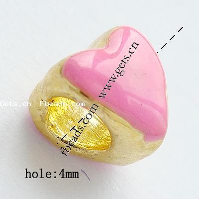 Enamel Zinc Alloy European Beads, Heart, plated, large hole, more colors for choice, 8x8x8mm, Hole:Approx 4mm, Sold By PC