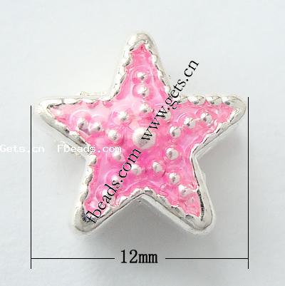 Emaille Messing Europa Perlen, Stern, plattiert, ohne troll, keine, 12x12x8mm, Bohrung:ca. 5mm, verkauft von PC
