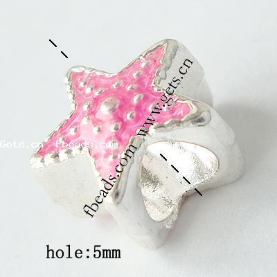 Enamel Brass European Beads, Star, plated, without troll, more colors for choice, 12x12x8mm, Hole:Approx 5mm, Sold By PC
