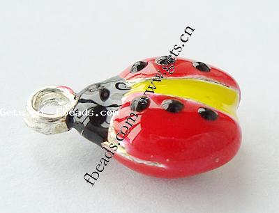Zinc Alloy Enamel Pendants, Ladybug, plated, more colors for choice, 15x10x6mm, Hole:Approx 2mm, Sold By PC