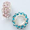 Rhinestone European Beads, with Zinc Alloy, Rondelle, plated, without troll cadmium free Approx 5mm 