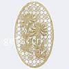 Brass Stamping Pendants, Flat Oval, plated, with flower pattern & hollow Approx 1mm 