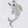 Zinc Alloy Animal Pendants, Dolphin, plated, with rhinestone Approx 3mm 