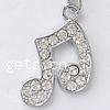 Musical Instrument Shaped Zinc Alloy Pendants, Music Note, with rhinestone, cadmium free Approx 4mm 