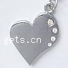 Zinc Alloy Heart Pendants, plated, with rhinestone, original color, nickel free Approx 3mm 