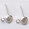 Brass Earring Stud Component, stainless steel post pin, plated, with loop 4mm [