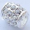 Rhinestone Zinc Alloy European Beads, Drum, plated, without troll & with rhinestone nickel, lead & cadmium free Approx 4.5mm [