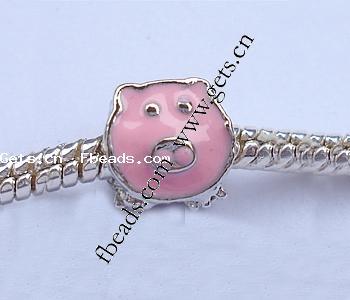 Enamel Zinc Alloy European Beads, Pig, plated, without troll & large hole, more colors for choice, 11x8mm, Hole:Approx 4mm, Sold By PC