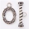 Zinc Alloy Toggle Clasp, Oval, textured & single-strand nickel, lead & cadmium free Approx 4mm 