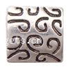Zinc Alloy Flat Beads, Square, plated, stripe Approx 2mm, Approx 