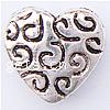 Zinklegierung Herz Perlen, plattiert, dessiniert, keine, frei von Kadmium, Bohrung:ca. 1.5mm, 800PCs/Tasche, verkauft von Tasche