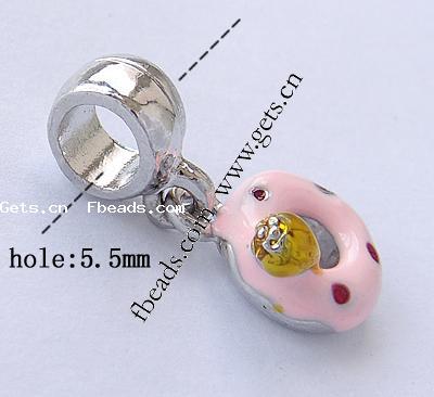 Zinc Alloy European Pendants, Donut, plated, without troll & enamel, more colors for choice, nickel, lead & cadmium free, 25x12x9mm, Hole:Approx 5.5mm, Sold By PC