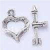 Zinc Alloy Toggle Clasp, Heart, single-strand nickel, lead & cadmium free  Approx 1mm 