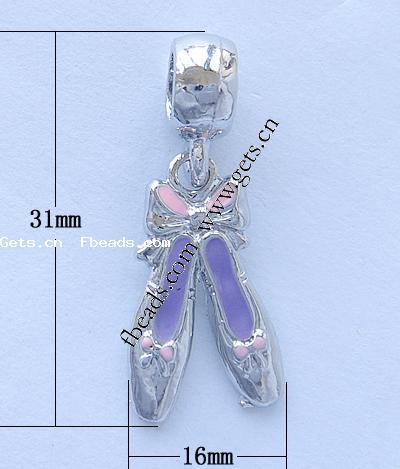 Zinc Alloy European Pendants, Shoes, plated, without troll & enamel, more colors for choice, nickel, lead & cadmium free, 31x16x8mm, Hole:Approx 5mm, Sold By PC