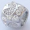 Rhinestone Zinc Alloy European Beads, Drum, plated, without troll & with rhinestone nickel, lead & cadmium free Approx 7mm 