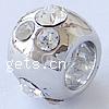 Rhinestone Zinc Alloy European Beads, Drum, plated, without troll & with rhinestone nickel, lead & cadmium free Approx 8mm 