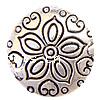 Zinc Alloy Flat Beads, Flat Round, plated, with flower pattern Approx 2mm 