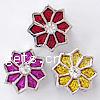 Enamel Zinc Alloy European Beads, Flower, plated, Customized & without troll & with rhinestone & large hole Approx 5mm 