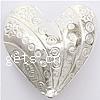 Zinklegierung Herz Perlen, plattiert, dessiniert, keine, frei von Kadmium, 30x30x14mm, Bohrung:ca. 2.5mm, ca. 100PCs/Tasche, verkauft von Tasche