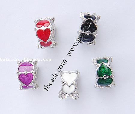Enamel Zinc Alloy European Beads, Rondelle, plated, large hole, more colors for choice, 14x9.5mm, Hole:Approx 7mm, Sold By PC