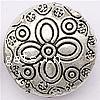 Zinc Alloy Flat Beads, Flat Round, plated, with flower pattern lead & nickel free Approx 3mm 