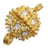 Zinc Alloy Magnetic Clasp, Round, plated, with rhinestone & single-strand nickel free 
