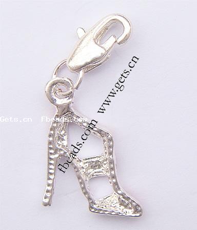 Zinc Alloy Enamel Pendants, brass lobster clasp, Shoes, plated, more colors for choice, 10x5x4mm,14x15x3mm, Hole:Approx 4x2mm, Length:31 , Sold By PC