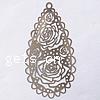 Filigree Stainless Steel Stamping Pendant, Teardrop, hollow, original color Approx 2mm 