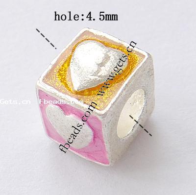 Enamel Brass European Beads, Cube, plated, without troll, more colors for choice, 9x9x9mm, Hole:Approx 4.5mm, Sold By PC