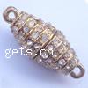 Zinc Alloy Magnetic Clasp, Oval, plated, with rhinestone & single-strand Approx 2mm 