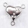 Zinc Alloy Magnetic Clasp, Heart, plated, with rhinestone 