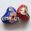 Filigree Cloisonne Beads, Heart, with flower pattern 