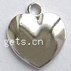 Zinc Alloy Heart Pendants, plated nickel, lead & cadmium free Approx 2.5mm 