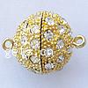 Zinc Alloy Screw Clasp, Round, plated, with rhinestone & single-strand 14mm Approx 2mm 
