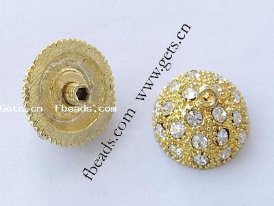 Zinc Alloy Screw Clasp, Round, plated, with rhinestone & single-strand, more colors for choice, 14mm, Hole:Approx 2mm, Sold By PC