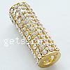 Large Hole Brass Beads, Column, plated, with rhinestone Approx 8mm 