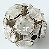 Ball Rhinestone Spacer, Brass, Round, plated, with rhinestone & hollow 6mm Approx 1mm 