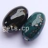 Gesprenkelte Porzellan Perlen, oval, Spritzlackierung, keine, 26x16mm, Bohrung:ca. 2mm, verkauft von PC