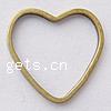 Brass Linking Ring, Heart, plated 