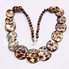 Shell Necklace, Flat Round, 5-6mm,15-30mm Approx 18 Inch 