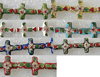 Filigree Cloisonne Beads, cross, with flower pattern, 27x19x5mm, Sold by PC