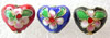 Abalorios de cloisonné con filigrana, Corazón, con patrón de flores, Grado A, 10x12x6mm, Vendido por UD