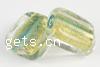 Gold Foil Lampwork Beads, rectangle, translucent, 12x10x6mm, Sold by PC