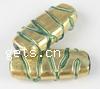 Gold Foil Lampwork Beads, rectangle, with stripe wrapped pattern 