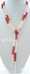 Natural Coral Necklace, two tone, 7-8mm,3-5mm Inch 