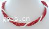Natural Coral Necklace, with pearl, two tone, 4mm,3-4mm Inch 